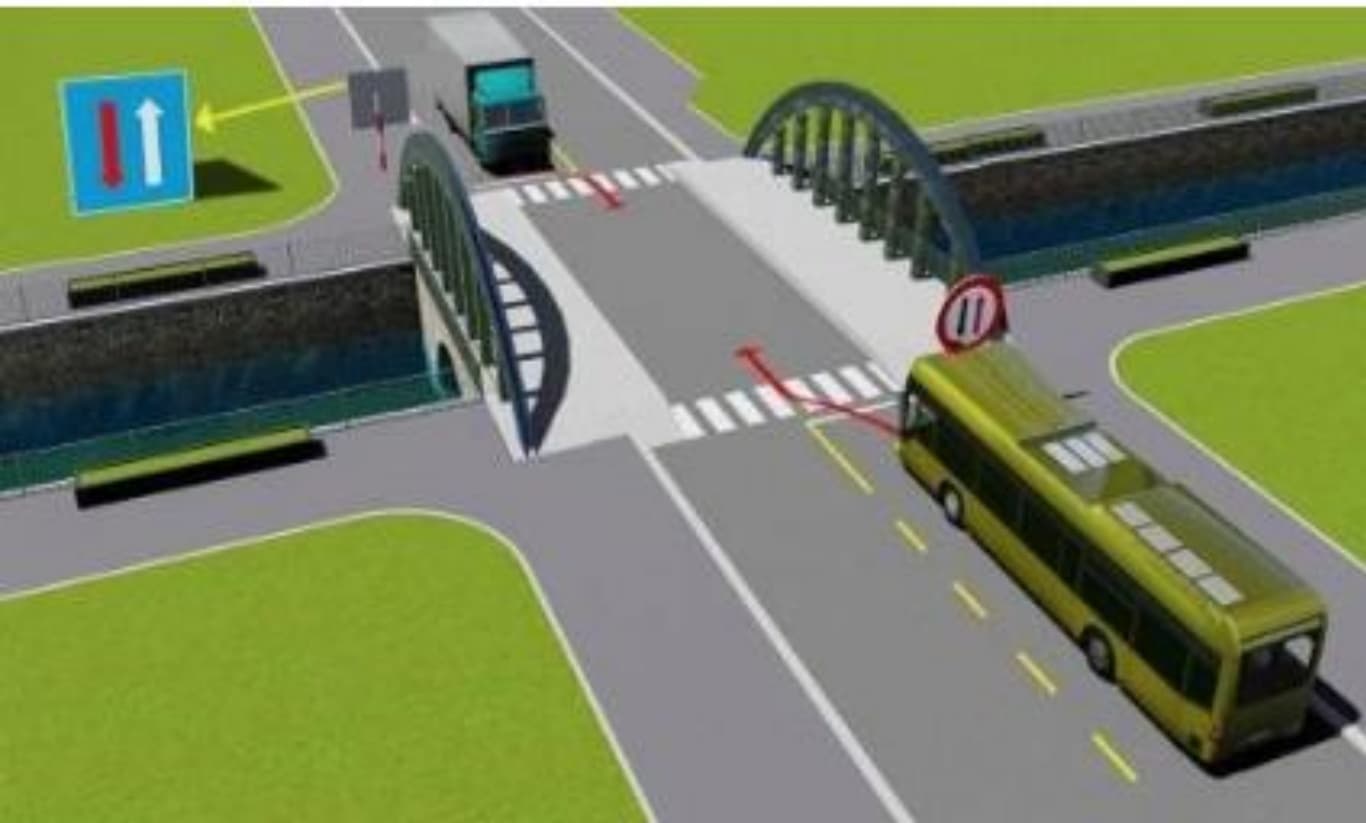 Tình huống giao thông của câu hỏi sa hình số 516 trong bộ đề lý thuyết
