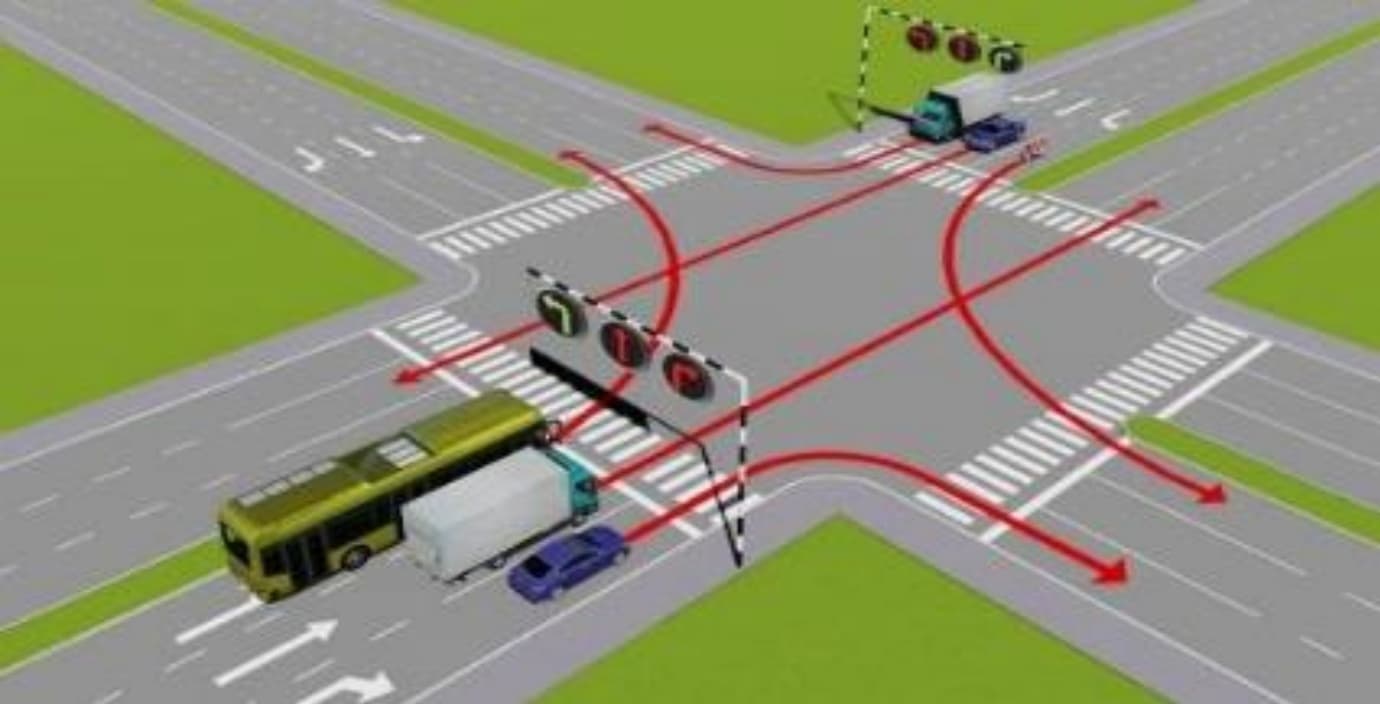 Tình huống giao thông của câu hỏi sa hình số 565 trong bộ đề lý thuyết